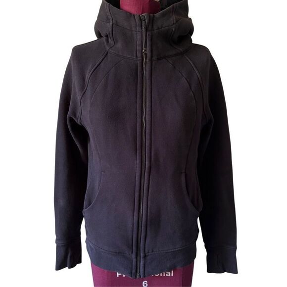 LULULEMON Scuba Full Zip Black Hoodie Style LW4AWMS Size 6 - Picture 1 of 7